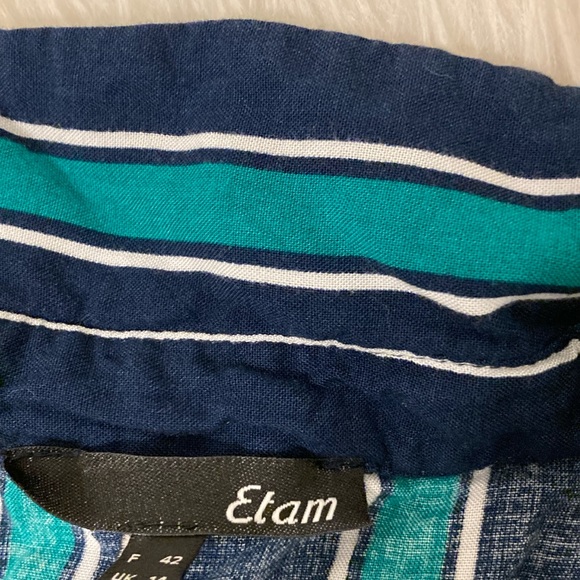 Etam blue and green button up blouse - Picture 2 of 2